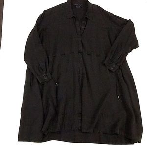 French Connection High Low Black Shirt Dress, Size Large